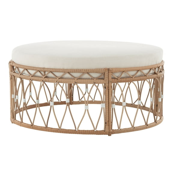Better Homes & Gardens Lilah Outdoor Wicker 36" Round Ottoman, White