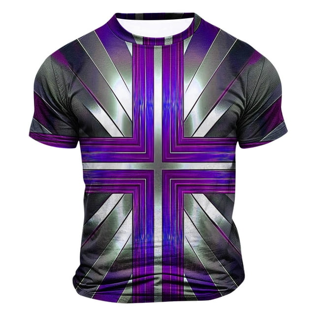 WAENQINLA T-Shirts Graphiques 3D pour Hommes Mode Croix Imprimée Décontractée Manches Courtes Tee Léger Col Rond Muscle Shirt