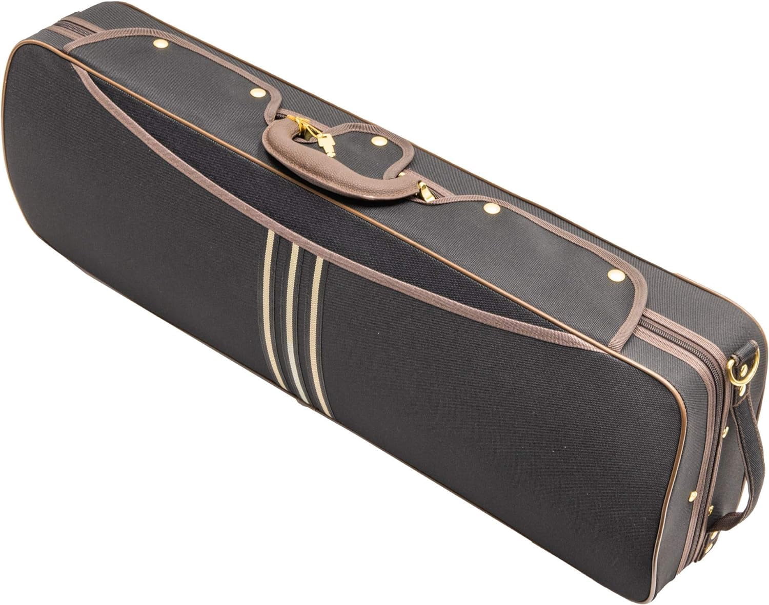 MI&VI NF-9001CC Maestro Hard-Shell Violin Case 4/4 (Full Size) Polishing Cloth Included | Luxury Silk Interior | High-Density | Adjustable Straps | Hygrometer | Thermometer (Black)