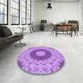 thumbnail image 4 of Ahgly Company Machine Washable Indoor Round Transitional Violet Purple Area Rugs, 8' Round, 4 of 7