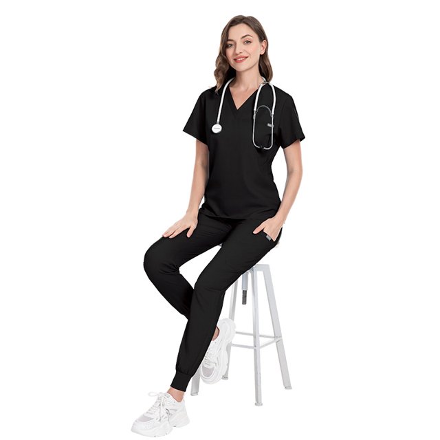 Conjunto de ropa de lavado de hospital, ropa de enfermera para quirófano de clínica oral, ropa de manga corta con cuello en V para cepillarse las manos