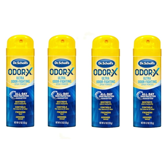 4 Pack Dr. Scholls Odor-X Odor Fighting Spray Powder 4.7 Oz Each