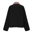 thumbnail image 5 of Women's Contrast Cuff Jacket, Plaid Collar Long Sleeve Top, Relaxed Fit Casual Outerwear, Lightweight Zip Up Coat, No Hood Everyday Wear, Barn Style Shirt Jacket Black L, 5 of 5