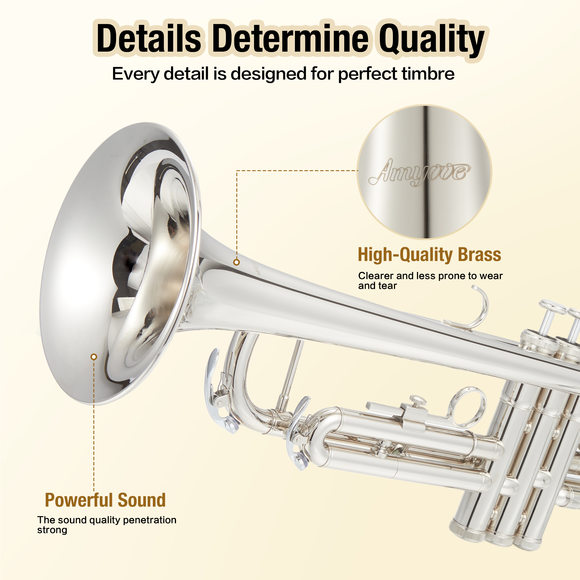 Trumpet Instrument, Band & Orchestra Musical Instruments for Beginners or Advanced Students (Nickel-Plated)
