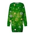 thumbnail image 4 of Fiaer Christmas Snowflake with Star Long Sleeve Dress for Women Sweatshirt Dress Fall Fashion Outfits Casual Mini Dress Light Green XXL, 4 of 5
