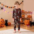 thumbnail image 2 of NOLDARES Kids Halloween Skeleton Pajamas Cotton Pumpkin Ghost Print Sleepwear Toddler Girls Boys Skull Halloween Pjs Sets(Brick Red,7-8 Y), 2 of 9