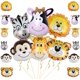 thumbnail image 1 of 18 Pack AnimalPaquete de 18 globos de aluminio con cabeza de animales de safari en la jungla, tigre, cebra, jirafa, león, vaca, mono, kit de globos para safari en la jungla, fondo, 1 of 5