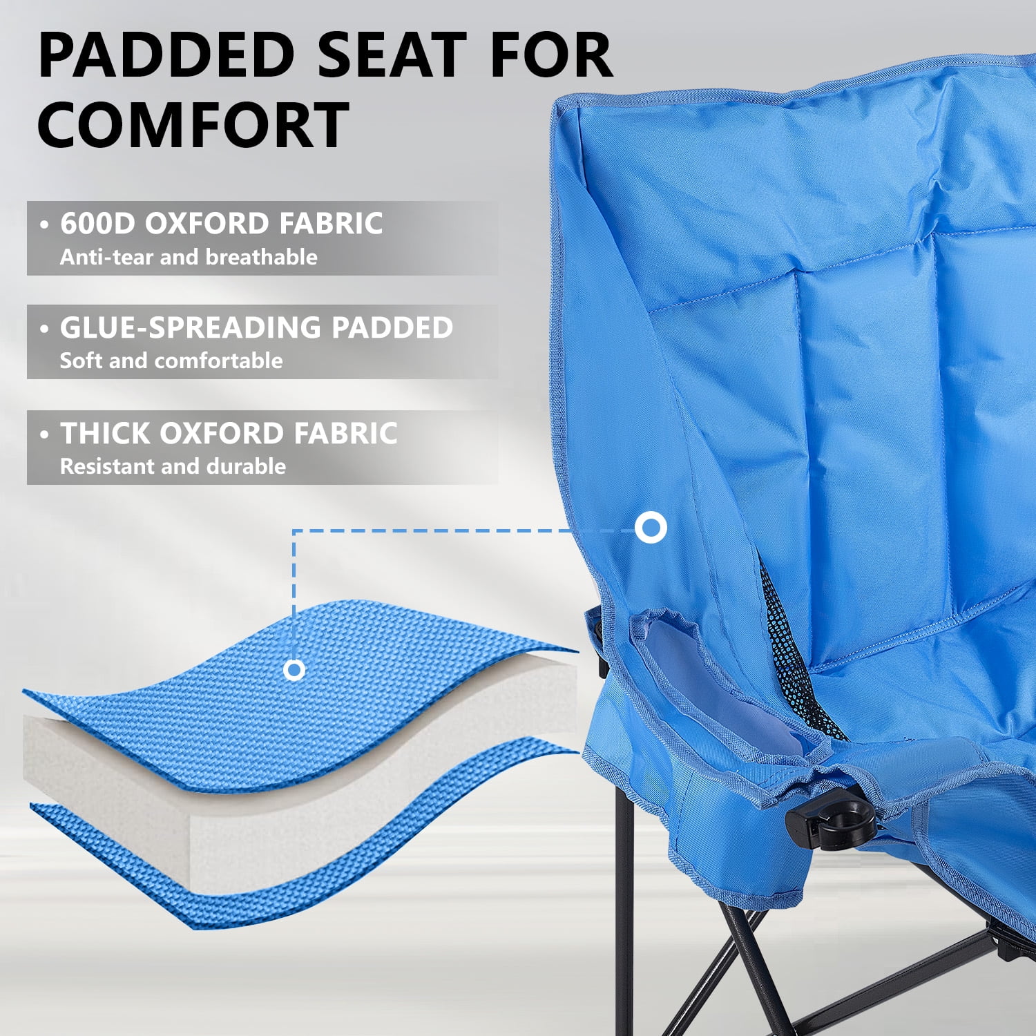 BOSSIN Double Oversized Camping Chairs for Adults,Folding Loveseat Camping Couch Support 440lbs with Back Pocket