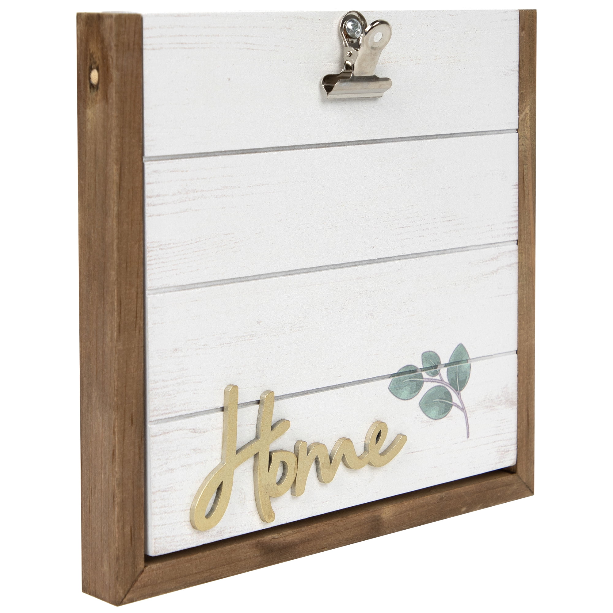 Northlight 'Home' Picture Frame with Metal Clip - for 5" x 7" Photo - 8.5" - White and Gold