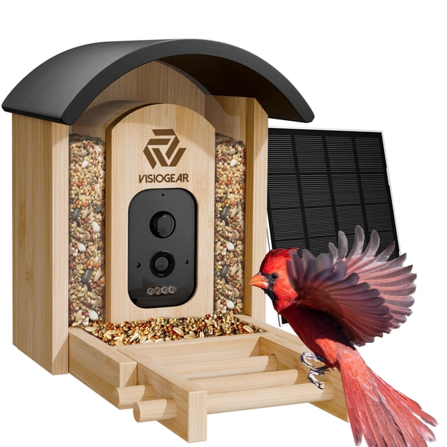 Comedero inteligente para pájaros VISIOGEAR con cámara y panel solar