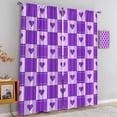 thumbnail image 4 of Geometric Mosaic Grid Tile Window Curtains, Purple Love Heart Pattern Rod Pocket Curtains 2-Panel Set, Foldable Lightweight Breathable Couple Window Treatments for Living Room Bedroom-W84xL84in, 4 of 5