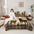 thumbnail image 4 of Feelyou Jungle Deer Family Bedding Comforter Set for Teen, Vintage Buffalo Plaid Twin Comforter Sets, Rustic Wildlife Reversible Bedding Set, Breathable Home Decor, 2pcs, 4 of 8