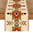 thumbnail image 2 of Yoyauz Boho Bohemia Style Orange Blue Table Runner, Country Rustic Farmhouse Magical Fall Kitchen Dining Table Decoration for Home Party Decor 13x72 Inch, 2 of 3