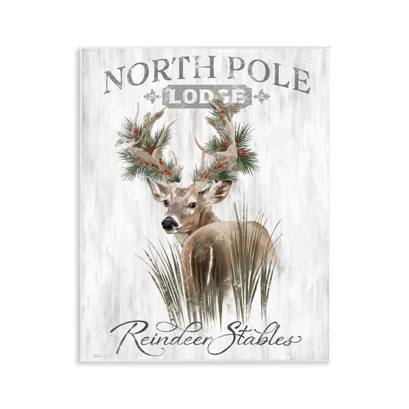 Stupell Industries Festive Winter Reindeer Lodge Animals Painting Unframed Art Print Wall Art, 11 x 14
