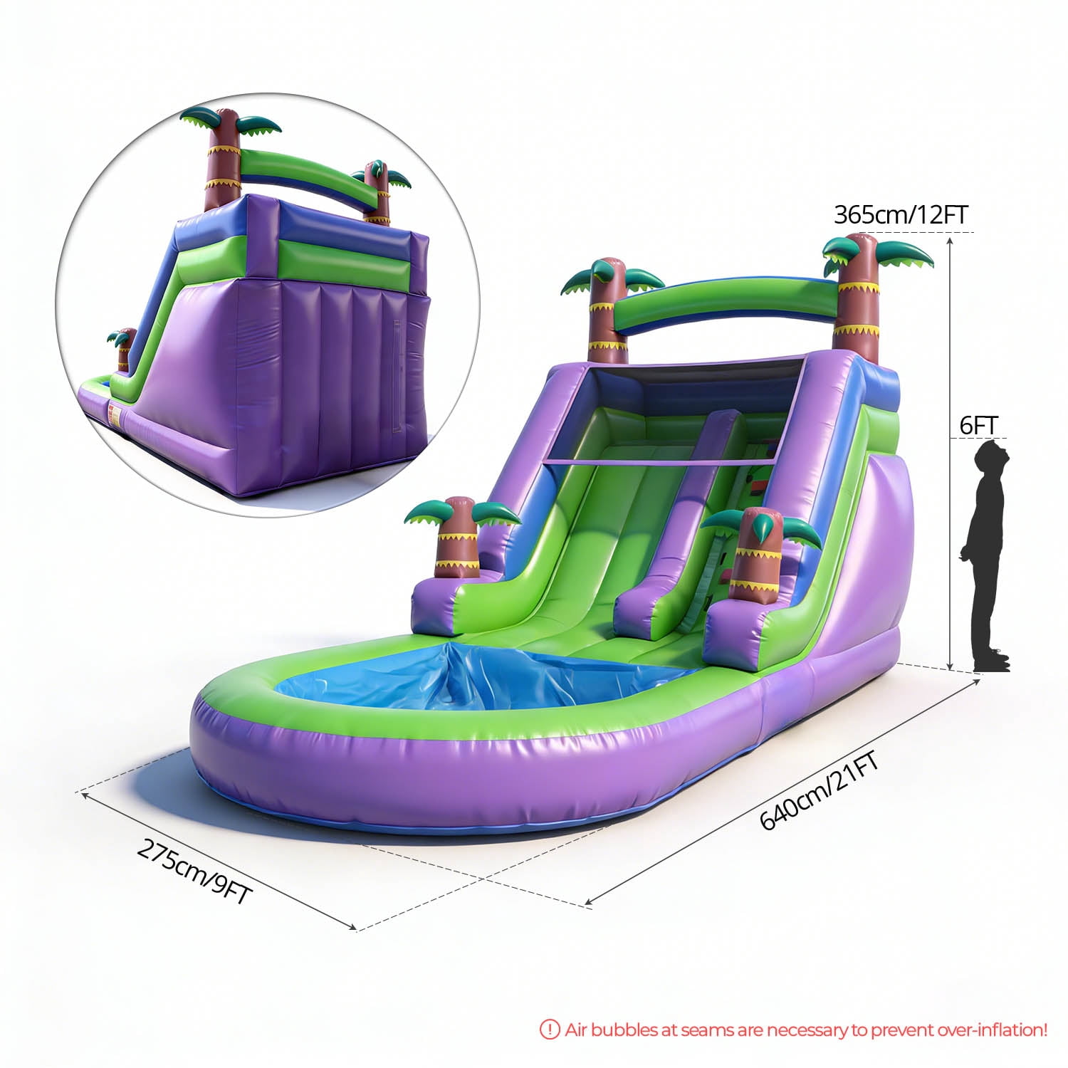 Relunch Inflatable Water Park Bounce House with Blower, Slide & Splash Pool for Kids Adults Outdoor