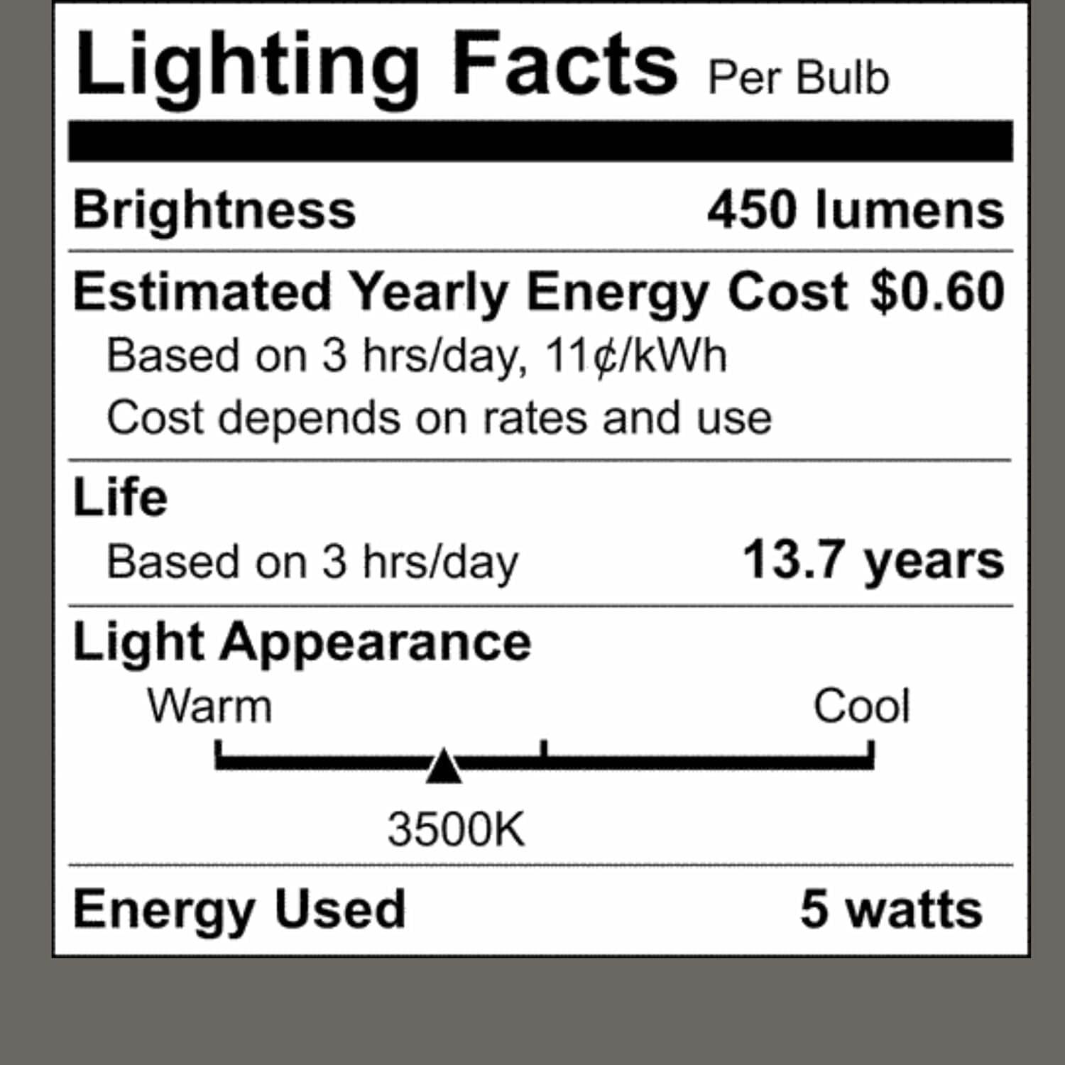Satco S12468 LED A19 Light Bulbs 5W 120V 3500K E26 Medium Base Dimmable (6 Pack)