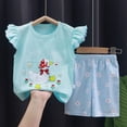 thumbnail image 4 of Hudaneo 4Pcs Toddler Girl Clothes Cotton Flutter Sleeveless Top and Shorts Set Cute Summer Girl Clothes Set 3M-6Y, 4 of 8
