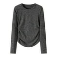 thumbnail image 4 of SGMVNU Sweaters for Womens Slim Fit Crewneck Long Sleeve Shirts Fall Fashion Base Layer Pullover Ribbed Thermal Underwear Tops(Dark Gray, XL), 4 of 4