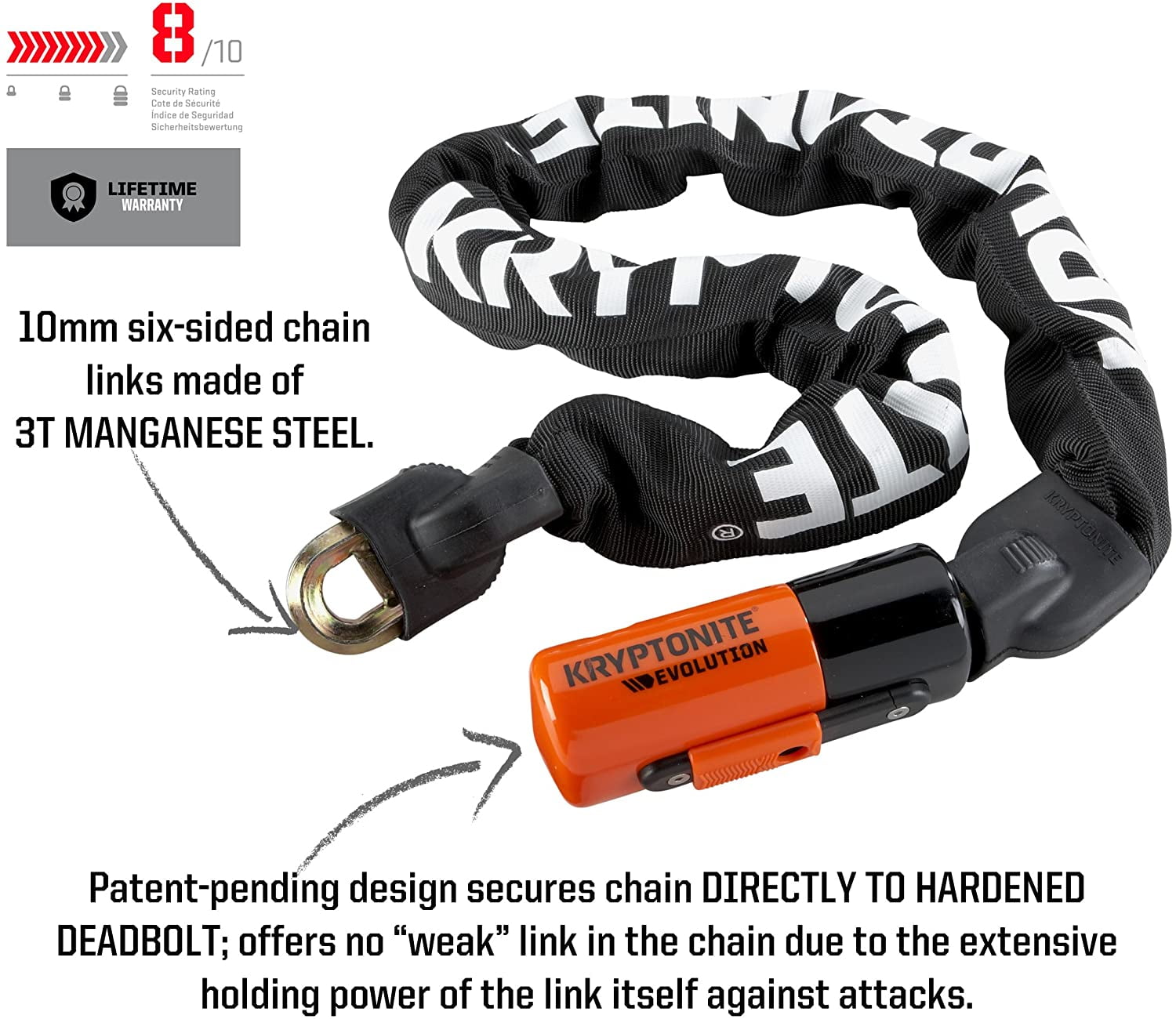 Kryptonite Evolution Series 4 1090 Integrated Chain Bicycle Lock