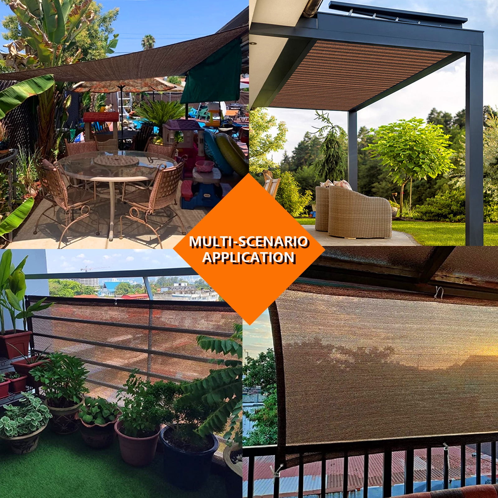 90% Sun Shade Cloth, 8' x 10' Pergola Shade Cover for Patio, Outdoor, Garden, Backyard, Mocha
