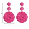 thumbnail image 2 of 2 pairs of Raffia Ball Earrings for Women, Statement Raffia Round Drop Earrings - Summer Beach Vacation Jewelry - Coffee color+red, 2 of 5