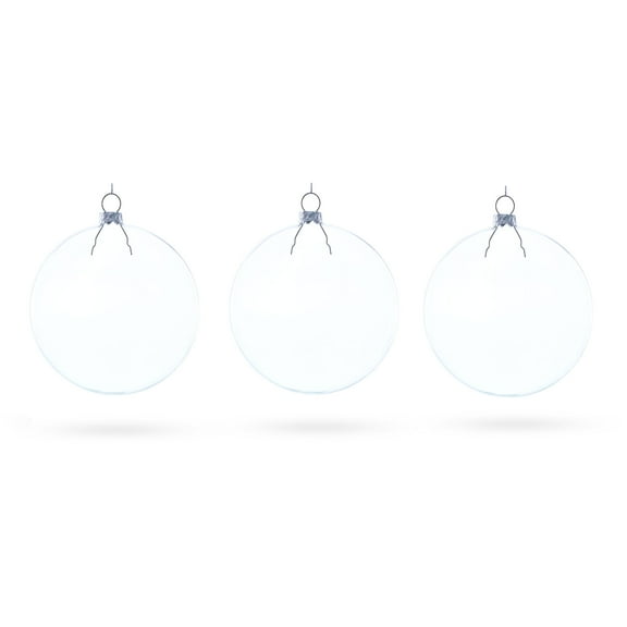Flat Disc Clear Glass Christmas Ornament