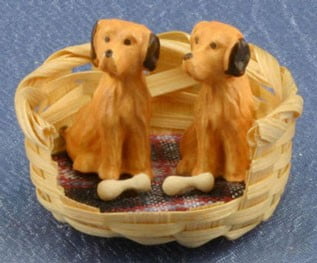 ORANGE DOG BED BASKET Playmobil animal BOY W/ BROWN HAIR BROWN PUPPY 
