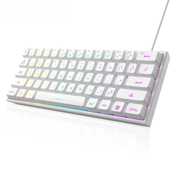 60% Gaming Keyboard, 61 Key RGB Backlit Wired Mini Keyboard, Compact QWERTY Mechanical Feel Keyboard for PC Mac PS4 Xbox One Gaming Office