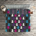 Ambesonne Abstract Animals Art Quilted Coverlet 3 Pcs, Fun Cats, King