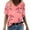 #1-Watermelon Red, variant on Patlollav Womans T-Shirt Plus Size Fashion Casual Scenic Flower Print V-Neck Tops