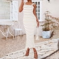 thumbnail image 6 of XIAOCHA Women's Striped Ribbed Gown Bodycon Slit Spaghetti Strap Square Neck Maxi Dress Stretchy Chic Casual Dresses, 6 of 8