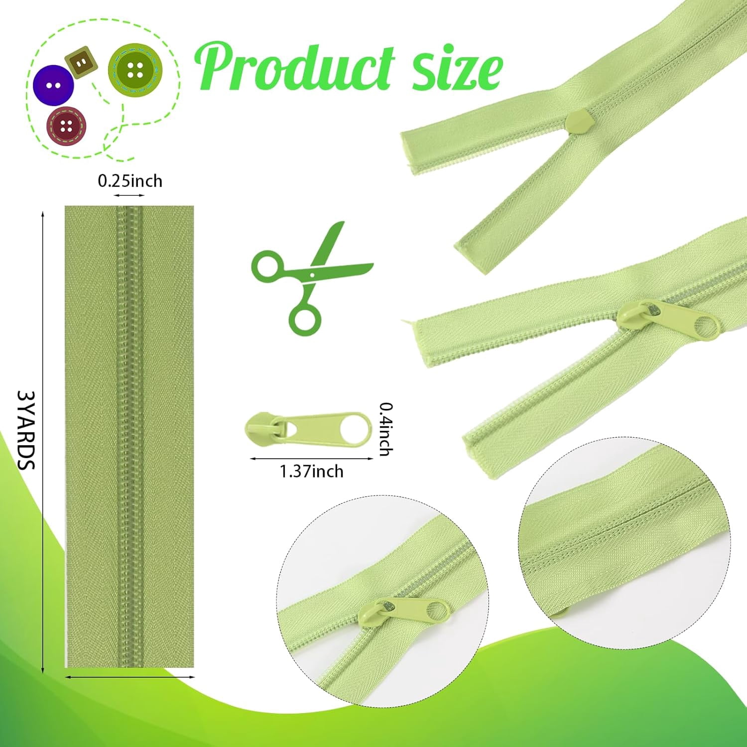 XinBoWen 20-Color Nylon Coil Zippers, 40-Yard Sewing Zipper Kit with 80 Pcs Pull Heads
