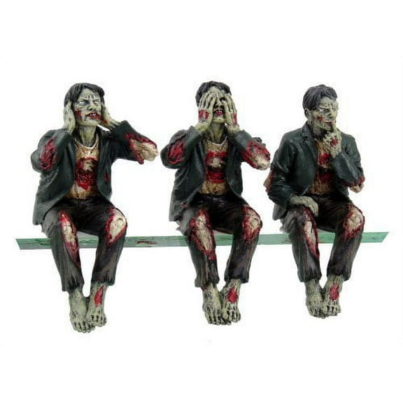 Walking Dead Zombie Undead See Hear Speak No Evil Set of Shelf Sitters Computer Top Statue Figurines