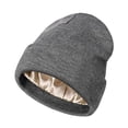 thumbnail image 3 of Gorro de punto con forro de satén para esquiar al aire libre, suave, unisex. Gris, 3 of 9