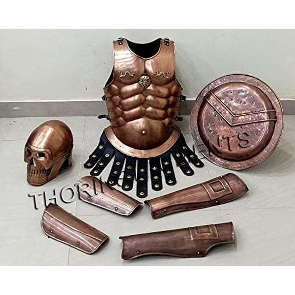 Medieval Weapon Body Armor Jacket Set Skull Helmet Leg & Arm Guard & Shield Halloween Costume