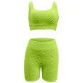 thumbnail image 4 of CheerKidz Women's Summer Ribbed Crop Tank and High Waist Shorts Set Fashion Seamless Design Straight Pants Outfits Set for Yoga and Casual Activities, 4 of 5