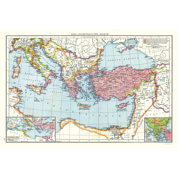 Historic Map - Roman Empire Eastern - Droysen 1886 - Vintage Wall Art