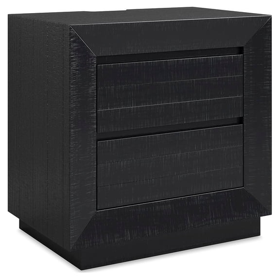 Signature Design by Ashley Londer Two-Drawer Charging Nightstand - Black Modern Farmhouse Bedside Table