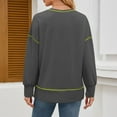 thumbnail image 5 of Ahdbta Womens Casual Crewneck Sweatshirts Long Sleeve Oversized Trendy Contrast Stitching Fall Pullover Tops Side Slit Sweatshirt, 5 of 9