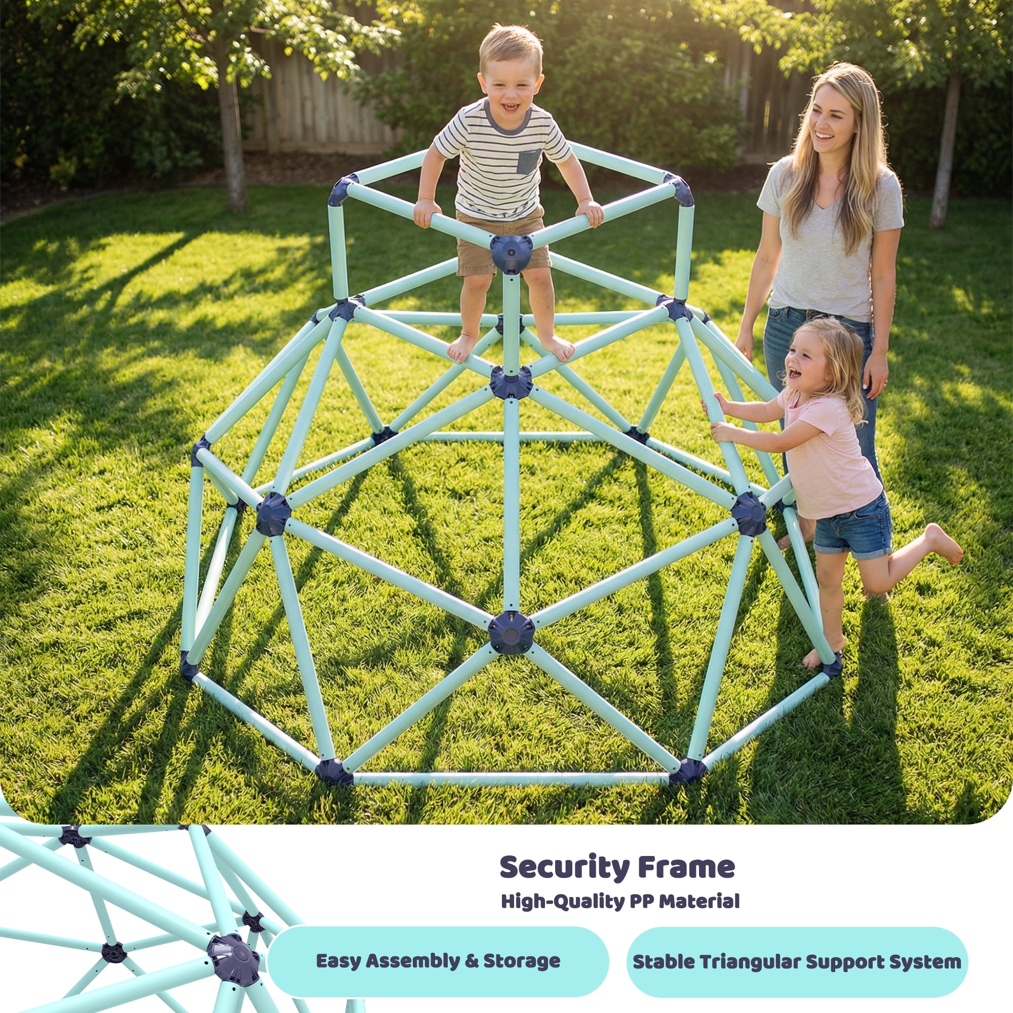 Geometric Climbing Dome for Kids Ages 3 to 10, Galvanized Steel Indoor Outdoor Climbing Frame, Sturdy High Load Capacity, Portable Easy Assembly Play Equipment