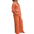 thumbnail image 1 of GDREDA Womens Cotton Linen Set 2 Piece Outfits Summer Button Down Shirt Wide Leg Pants Matching Sets Orange,XL, 1 of 5