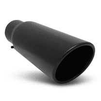 Magshion 4" Inlet 6" Outlet 12" Stainless Steel Exhaust Muffler Tip Straight-Through Round Diagonal Cut Black Roll Tip