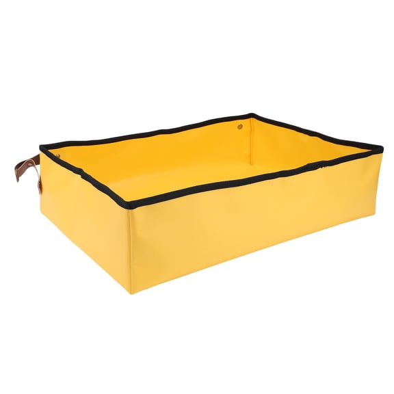 Portable Foldable Travel Cat Litter Box - 13.7x19.6x4.9 inches / 35x50x12.5 cm - Waterproof Oxford Lining Yellow Cat Toilet for Camping and Car