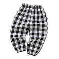 thumbnail image 2 of GBSYEWXS Childred Little Boys Pants Trendy Breathable Elastic Waist Casual Wide-Leg Plaid Print Black Trousers Size 3-4 Years, 2 of 3