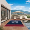 thumbnail image 3 of Navy Blue Red Stripe Outdoor Rug for Patio/Deck/Porch, Non-Slip Large Area Rug 5 x 8 Ft, Coastal Nautical Rudder Farmhouse Indoor Outdoor Rugs Washable Area Rugs, Reversible Camping Rug Carpet Runner, 3 of 8