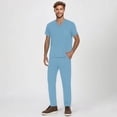 thumbnail image 2 of YOUYEDIAN Scrubs Set for Men Stretchy Medical Uniform Vneck Short Sleeve Scrubs & Jogger Pants with Pocket Classic Fit Scrubs Sets Light Blue XL, 2 of 7