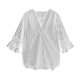 thumbnail image 3 of Camisa a rayas Blusa con cuello en V de verano Mujer Top casual con manga trompeta, Negro, XL Scienceny AP001548-09B, 3 of 7