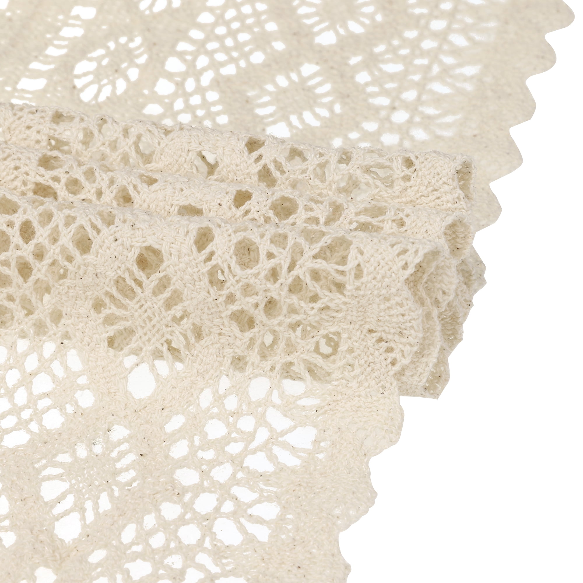 Unique Bargains Table Runners with Lace Tassel Table Flags for Casual Daily Decoration Beige 9"x71"