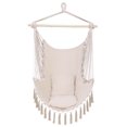thumbnail image 3 of Tcbosik Hammock Chair with Pillow, Lightweight Hanging Rope Swing Chair with Tassel for Indoor and Outdoor, 198lbs Capacity, Easy to Assemble, Beige, 3 of 8