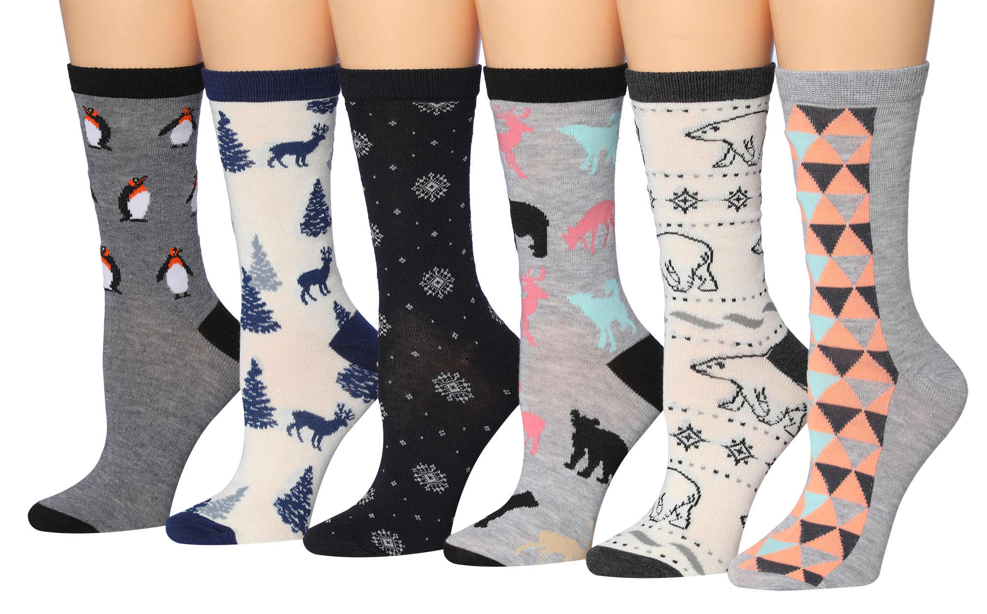 Colorfut Women's 6Pairs Colorful Funky Patterned Crew Dress Socks WC47